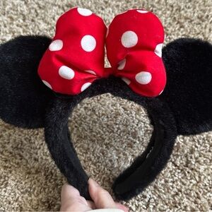 Red Polka Dot Bow Headband with Black Ears